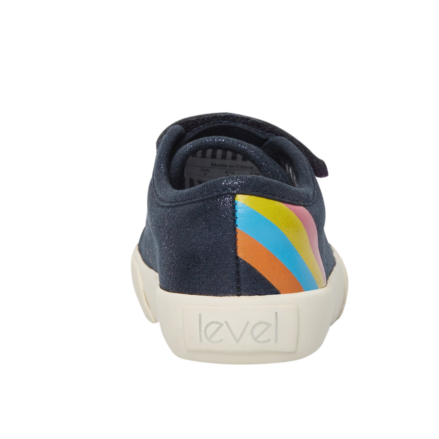 children hook & loop navy shoe with rainbow
