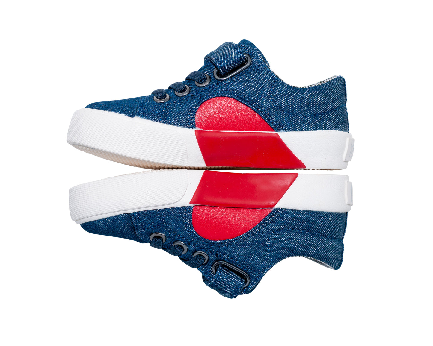 children's hook & loop denim shoe with a heart